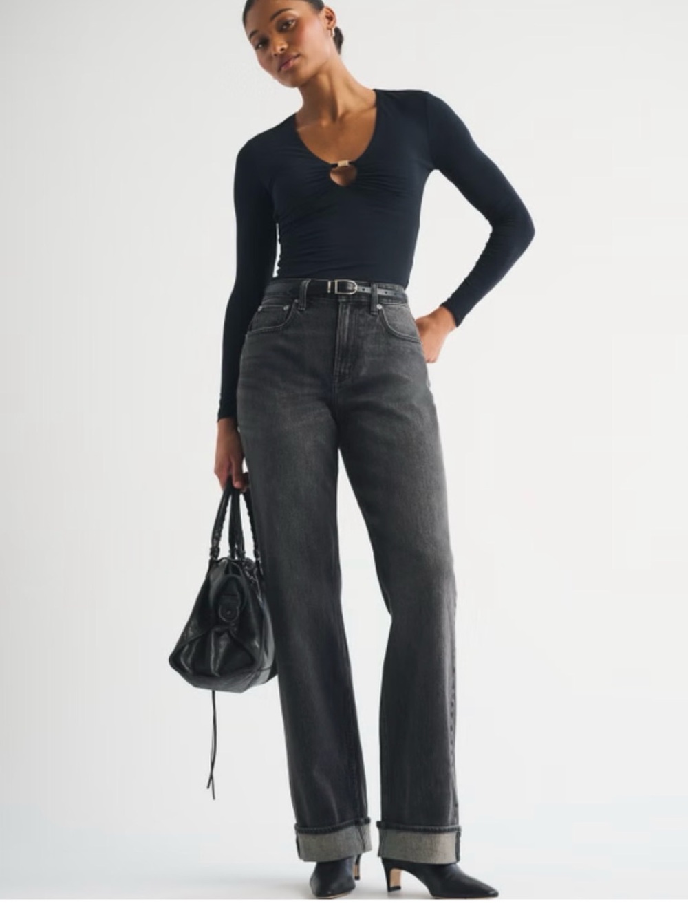 Abercrombie Curve Love High Rise 90s Relaxed Cuffed Hem Jean